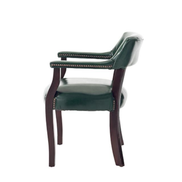 CHAIR-ARM-GREEN LEATHER