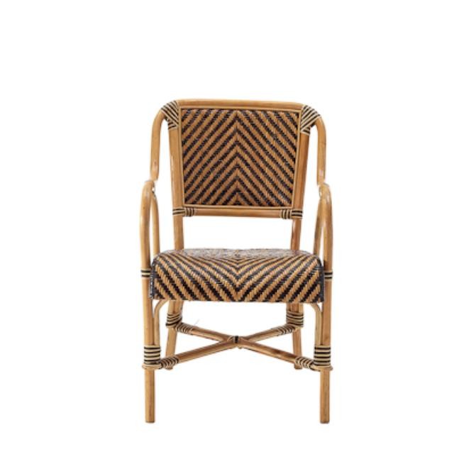 CHAIR-ARM-NAT BAMBOO/BLK WOVEN