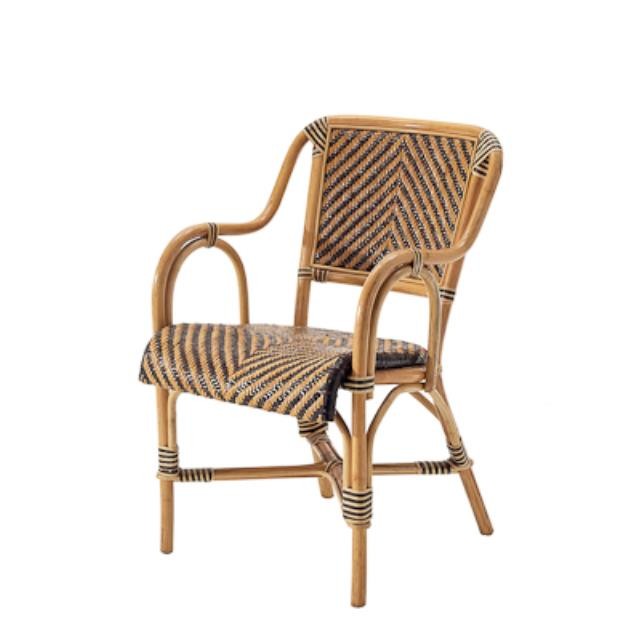 CHAIR-ARM-NAT BAMBOO/BLK WOVEN