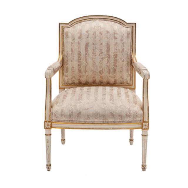 CHAIR-ARM-BEIGE STRIPE