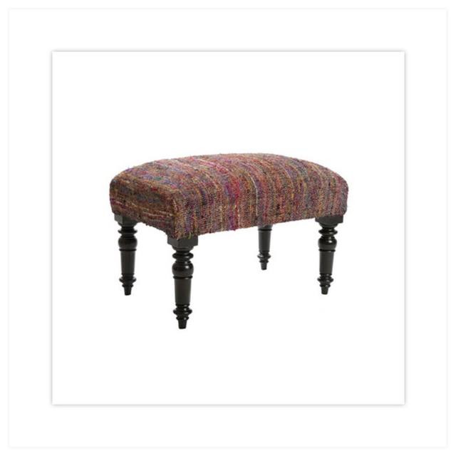 FOOTSTOOL-Multi Colored W/Black Turned Leg