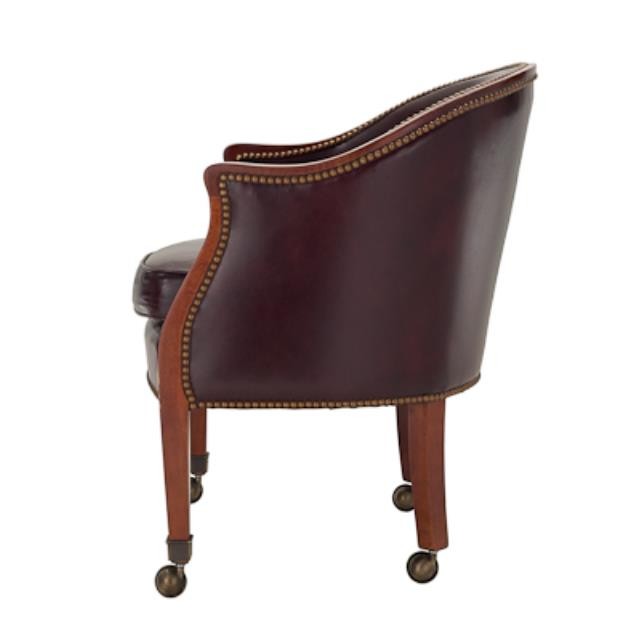 CHAIR-Tub/Brown Leather/Wood Frame