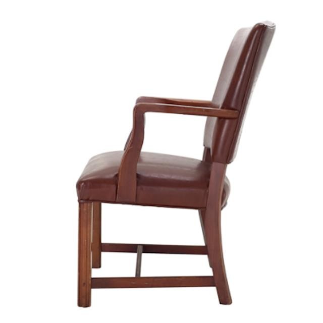 CHAIR-Arm/Brown Leather/Wood Accents