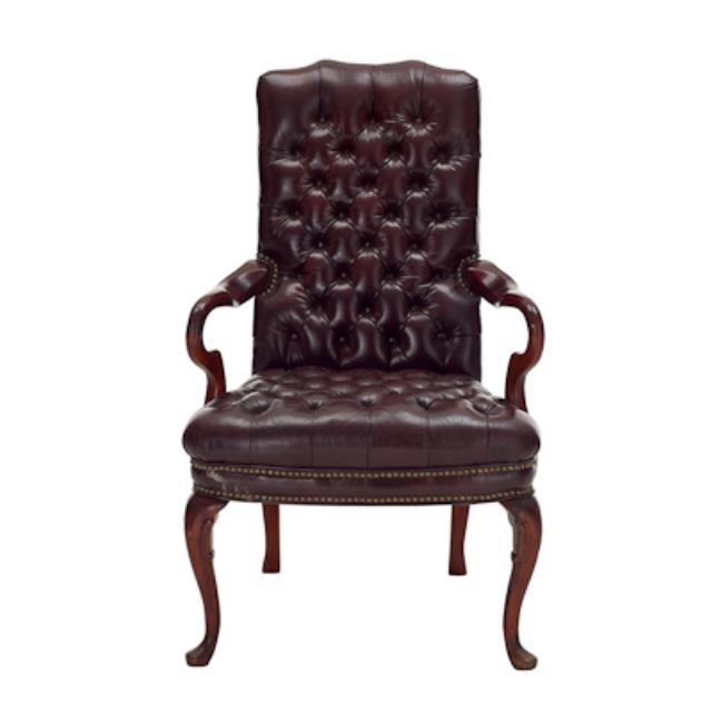 CHAIR-Arm/Tufted Brown Leather