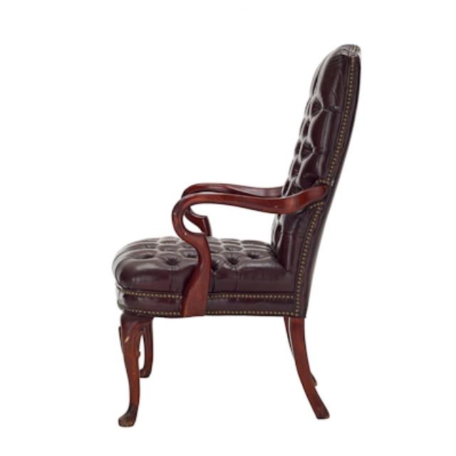 CHAIR-Arm/Tufted Brown Leather