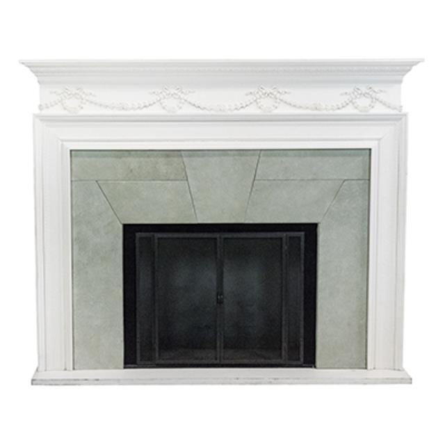 FIREPLACE-MANTEL-Lenox Wht Carved Blk