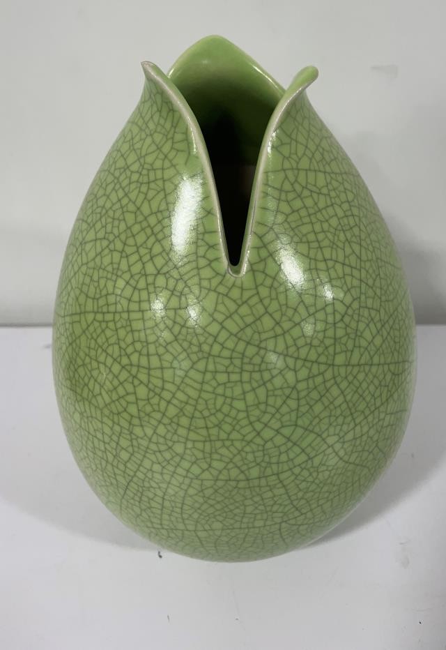 VASE-Green Craquelle-8.25"H