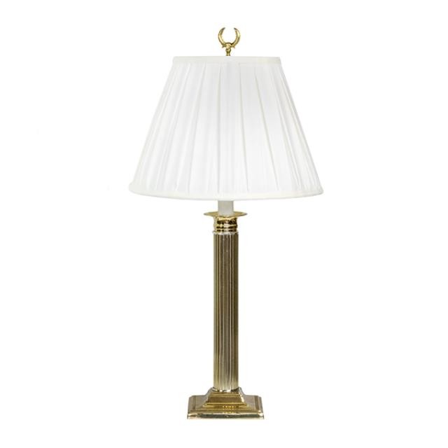 TABLE LAMP-Brass Column W/Square Base