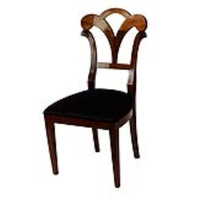 CHAIR-Side-Biedermeier Cherrywood W/Black Seat