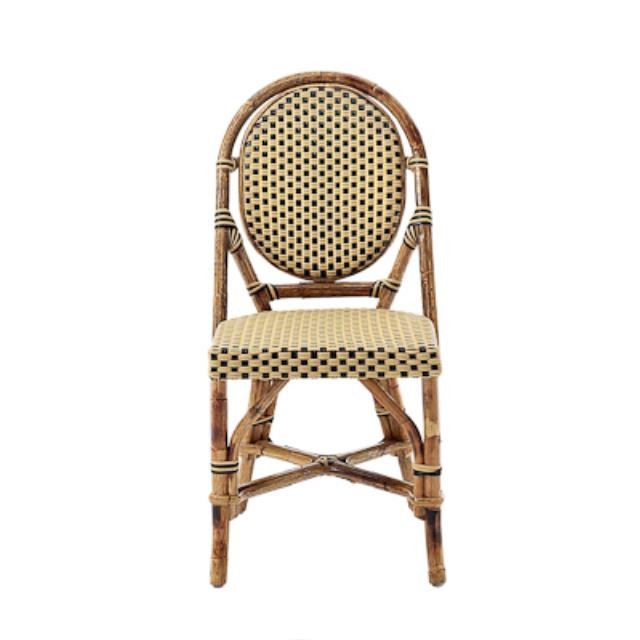 CHAIR-Bistro Oval Back Side Chair/Black & Tan