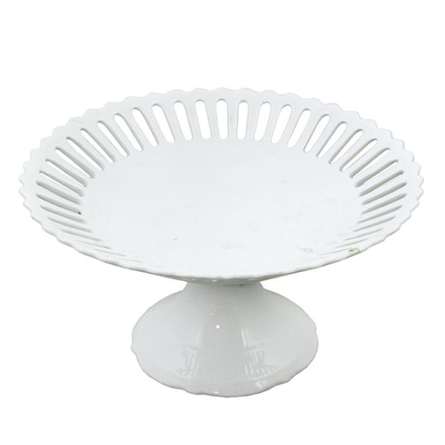 CAKE STAND-White Porcelain Cake Stand w/Cutout