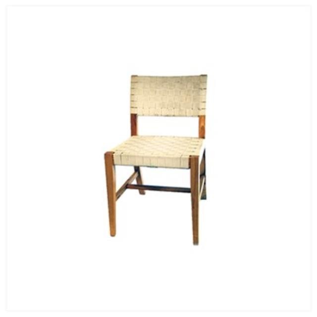 CHAIR-Side-Woven Canvas Seat & Back W/Wood Frame