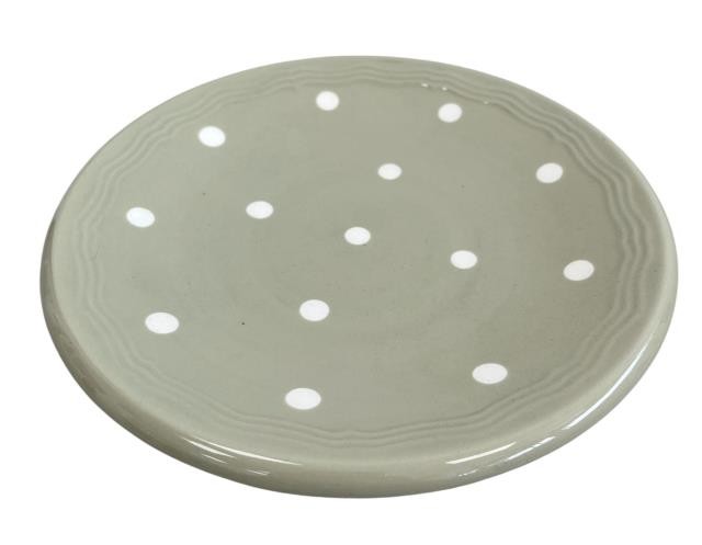 CAKE STAND-MED-GRN W/WHT DOTS