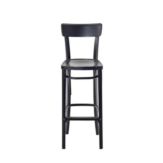 STOOL-BLACK WOOD W/BACK