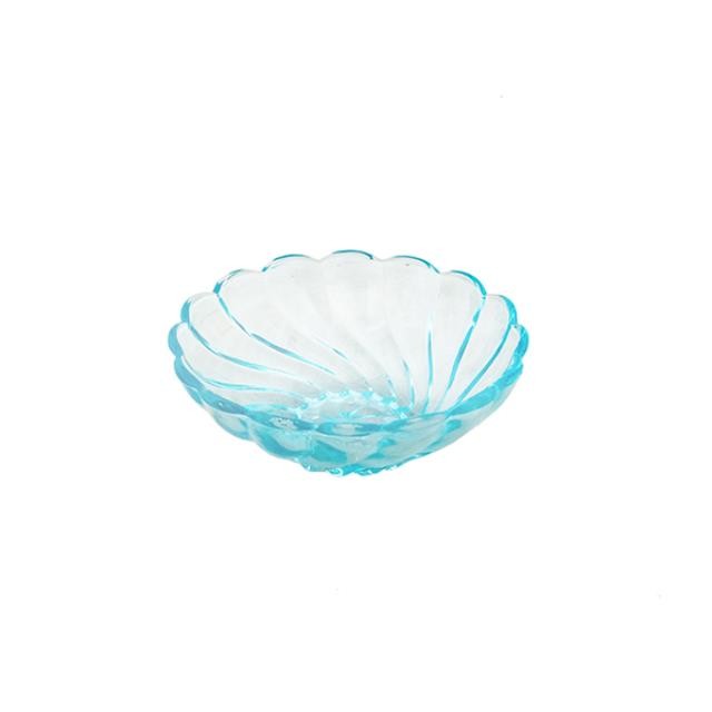 CANDY DISH-Aqua Pressed Glass W/Swirls