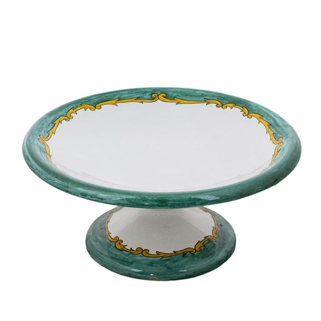 CAKE PLATE-AQUA/GLD-SCROLL EDG