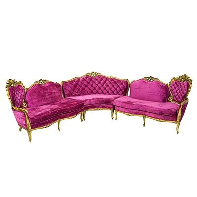 Pink Velvet Tufted LAF Chaise