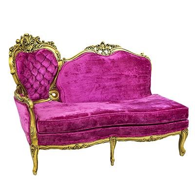 Pink Velvet Tufted LAF Chaise