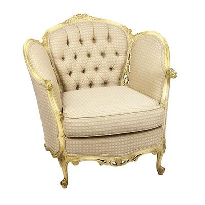 Dainty Wing Chair-Beige Check