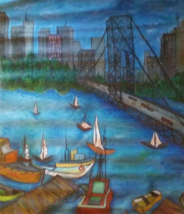 City,Bridge, & Sailboats/Paint