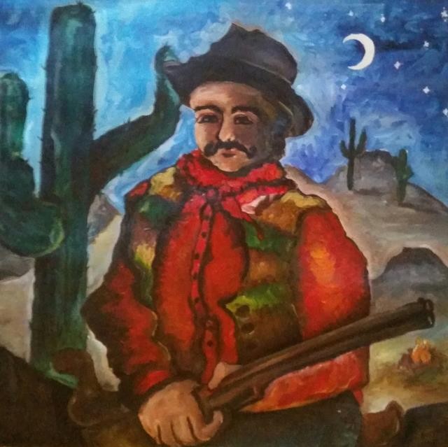 Cowboy,Cactus,& Cresent Moon