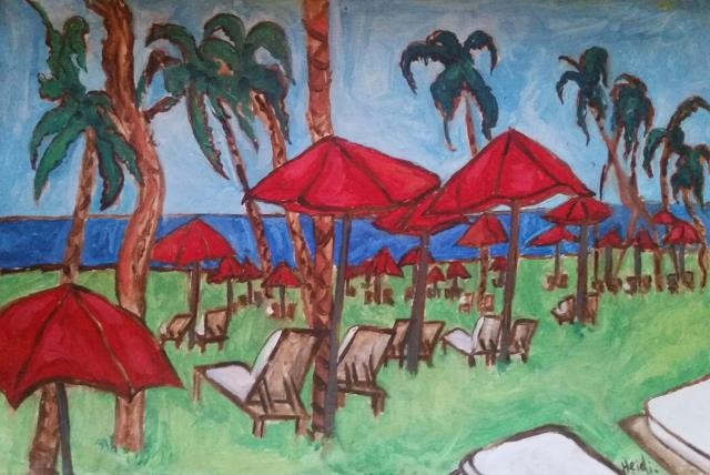 Painting-Sea of Red Umbrellas