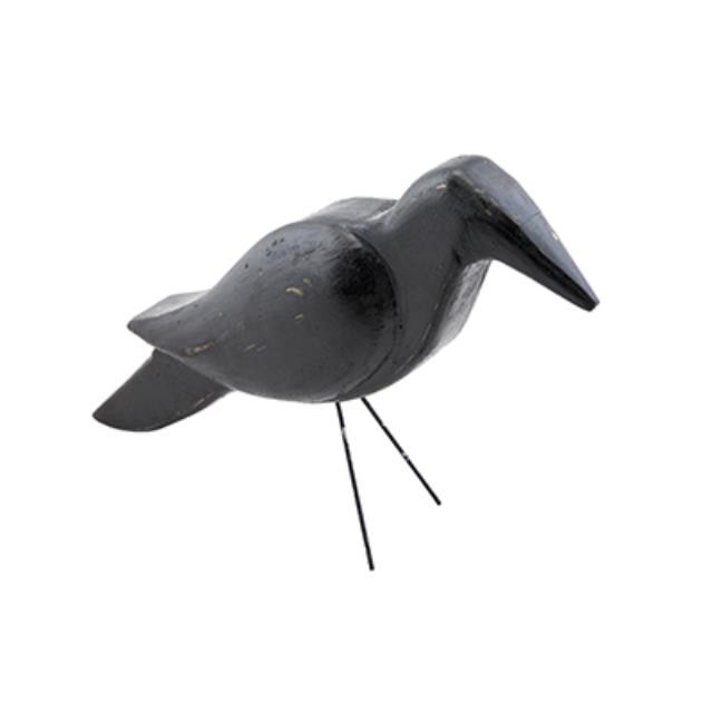 Sm Wooden Blk Bird Wire Legs