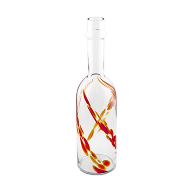 Clear Glass Bottle/Vase W/Red