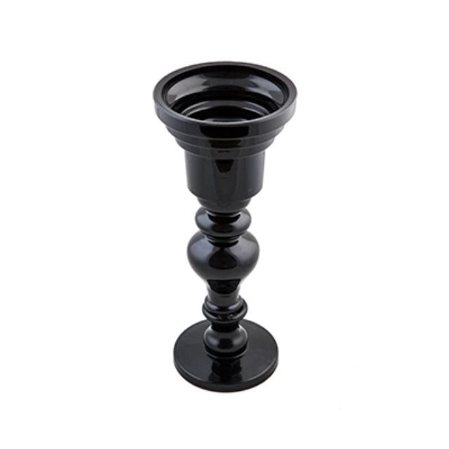 Single Blk Glass Candle Holder