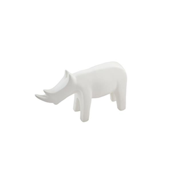 White Matte Rhino Figurine