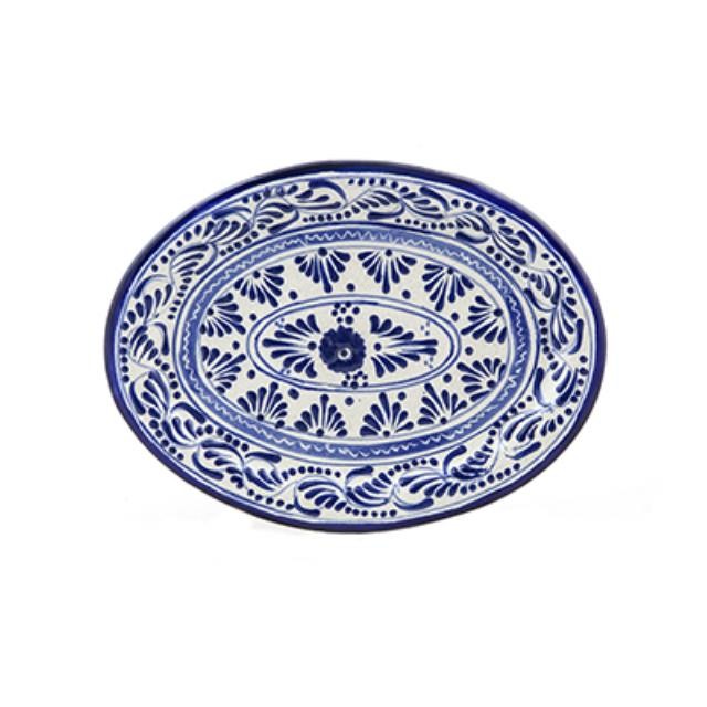 Oval Blue & White Plate