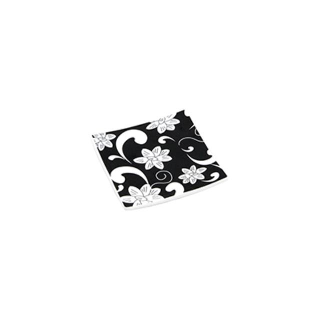 Sm Sq Blk Dish/White Flowers