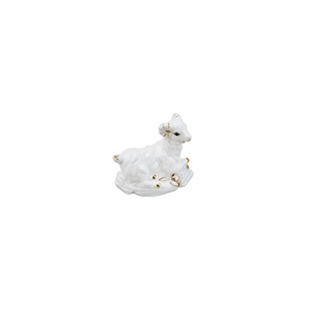 Lg White Glass Ram Figurine