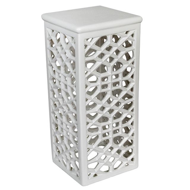 Sq White Garden Seat/Lattice