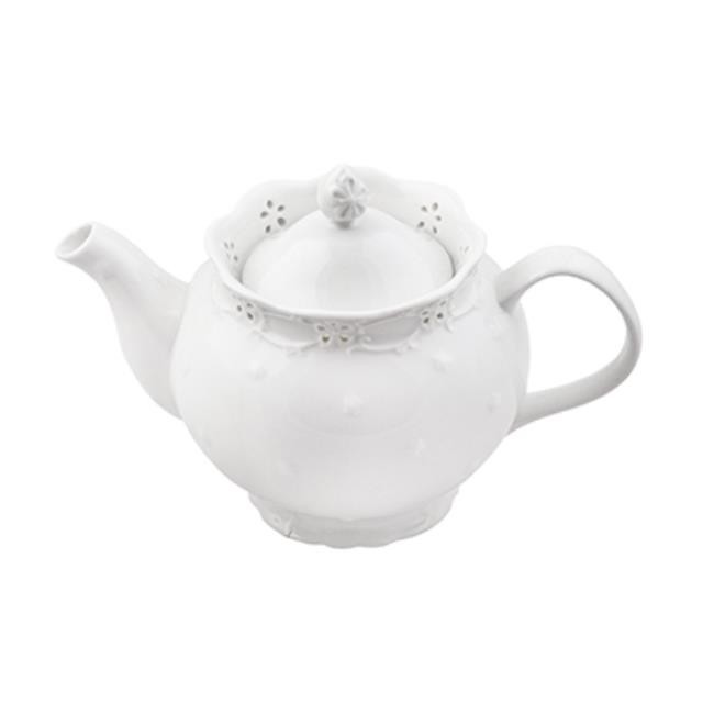 Wht Porcelain Teapot W/Stars