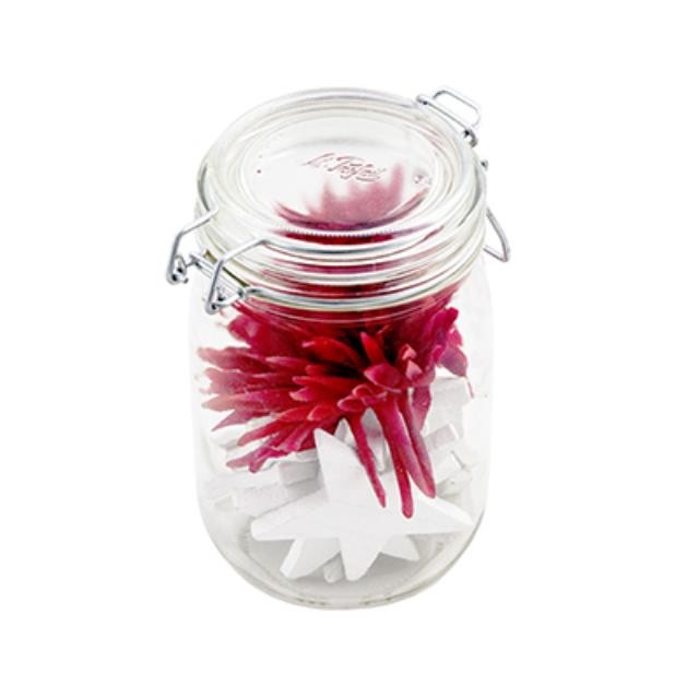 Mason Jar W/Red&Wht Stars