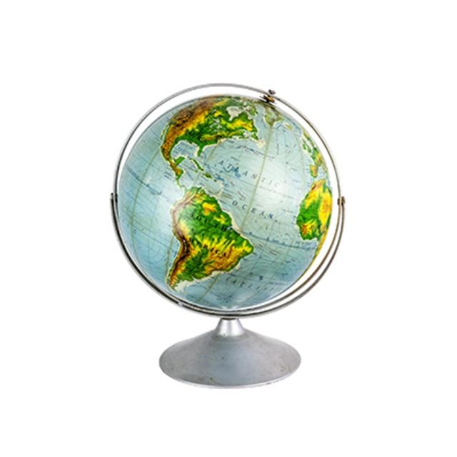 Blue Table Globe Silver Base