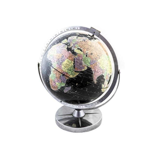 Blk Globe-Silver Meridian Ring