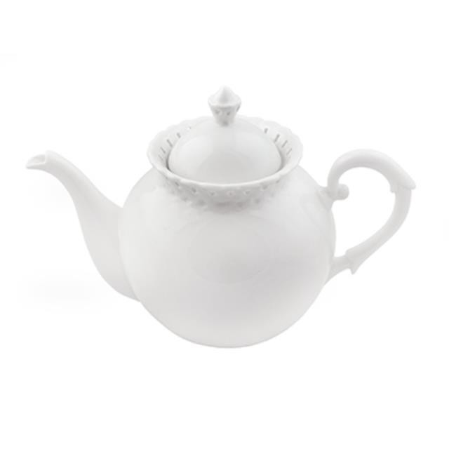 TEA POT- Lacey white