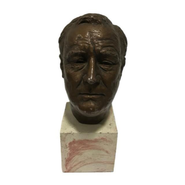 BUST-Bronzed FDR W/Marble Base