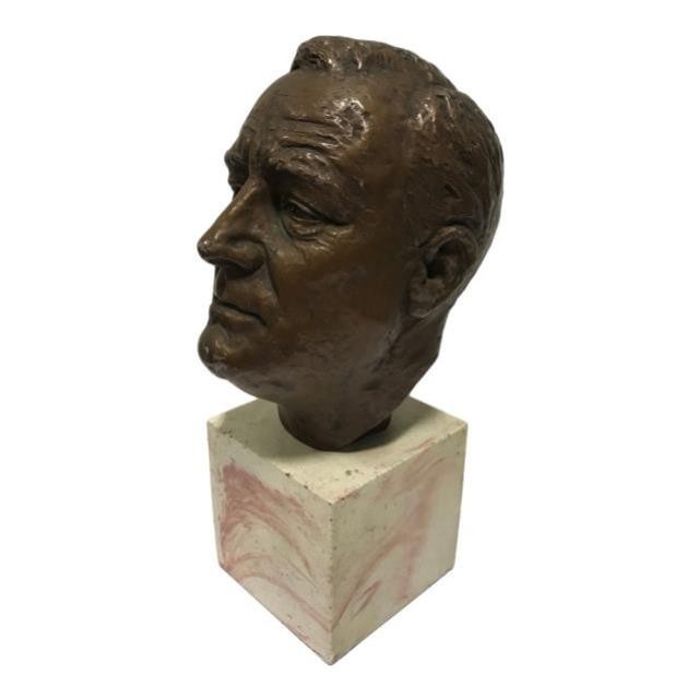 BUST-Bronzed FDR W/Marble Base