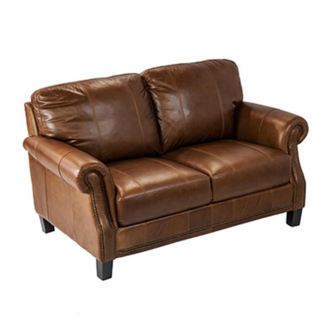 Leather Love Seat-W/Nail Heads