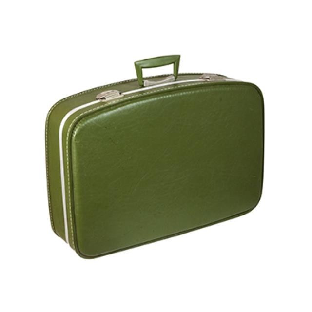 SUITCASE- Green Rounded Piping