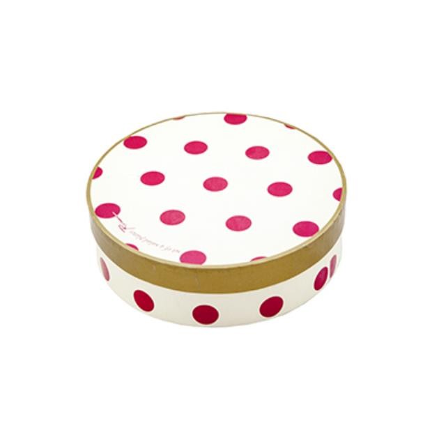Round Box- Hot Pink Polka Dot