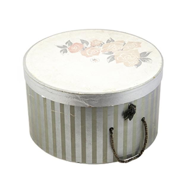 Hat Box- Striped Roses on Top