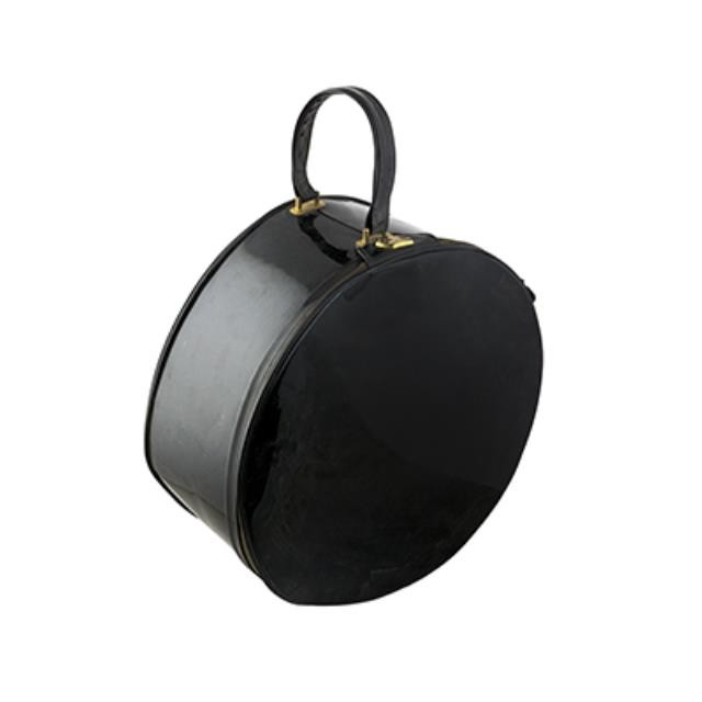 Hat Box- Blk Pleather W/Zipper