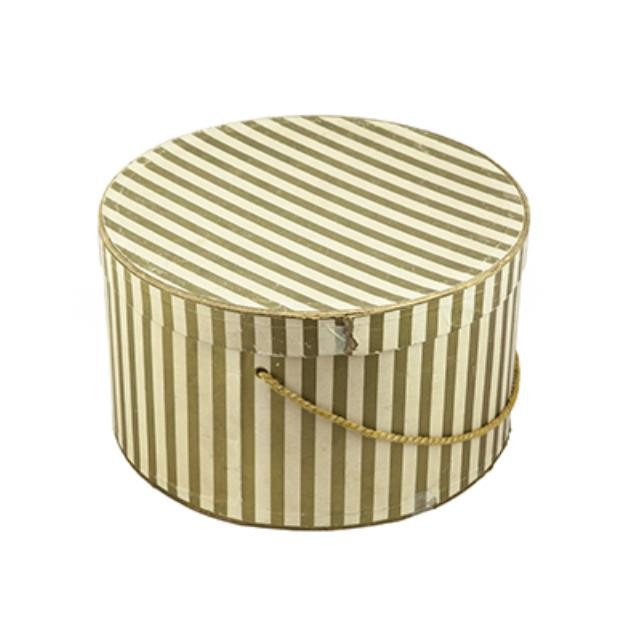 HAT BOX- Gold White Stripe