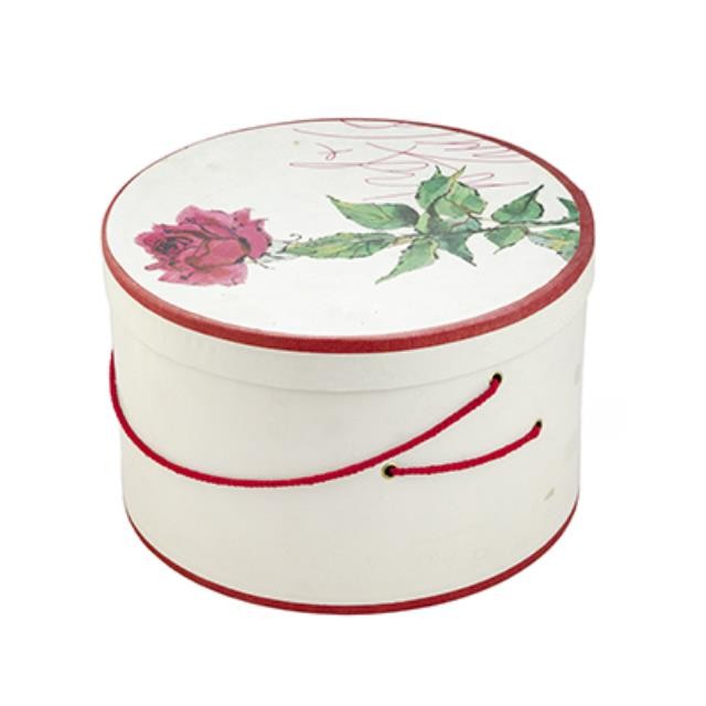 HAT BOX- White Red Rose