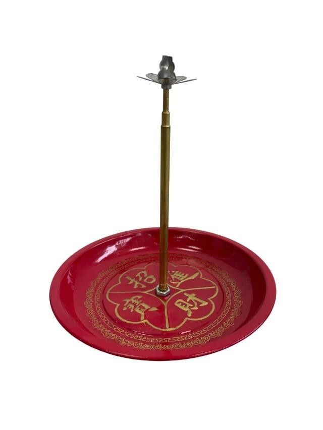 DISH- Red with Gold Spindle