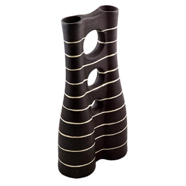 VASE- Dark Brown White Stripe